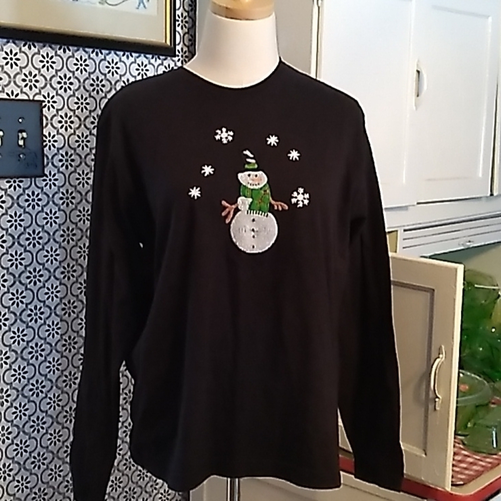 Belle Point sequins snowman ⛄medium shirt